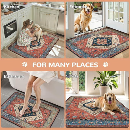 Lahome Super Absorbent Washable Pee Pads for Dogs - Secure Floor Protection - Non-Slip, Leakproof Reusable Pads for Training, Crates & Playpens (2 Pack, 36"x36", Red)