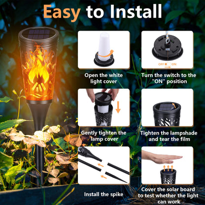 Toodour Solar Lights Outdoor, 6 Pack Solar Torch Lights with Flickering Flame, IP65 Waterproof Yard Lights Landscape Decoration Lighting for Outside Garden Lawn Pathway Patio Decorations
