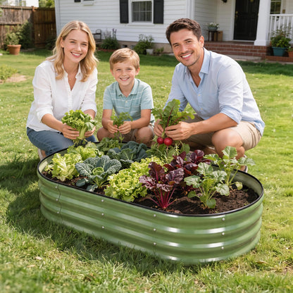 1MORE Galvanized Raised Garden Bed- Planter Garden Boxes Outdoor, Raised Beds for Gardening, 4x2x1ft Metal Garden Bed Kit for Vegetables Flower, Planter Raised Beds with Tools.Green-2pack