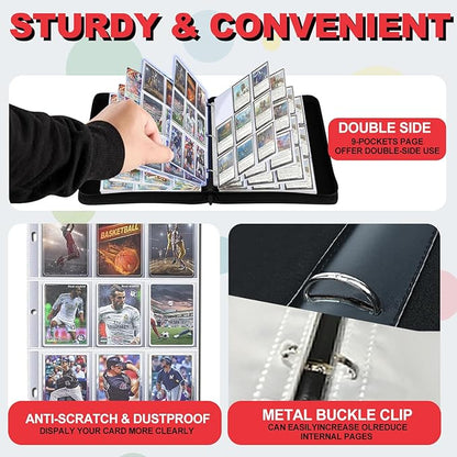 1008 Card Binder 9 Pocket, 3-Ring Trading Card Binder with 56 Page Removable Sleeves, High Storage Waterproof Trading Card Holder Collection Card Album Organizer Case for TCG Cards-Fire Dragon