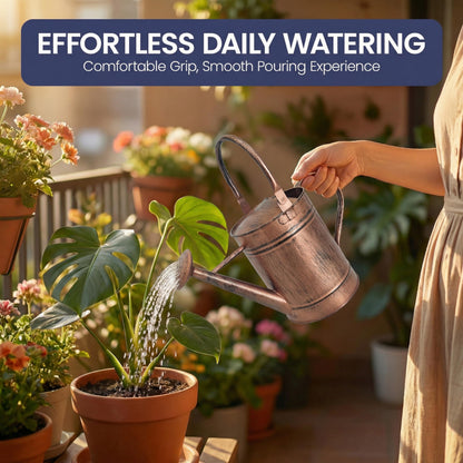 Gardenised 1 Gallon Galvanized Metal Watering Can with Removable Long Spout & Sprinkler Head for Indoor & Outdoor Use Ideal for Garden Flowers Potted Plants Houseplants Modern Home Accessories, Copper
