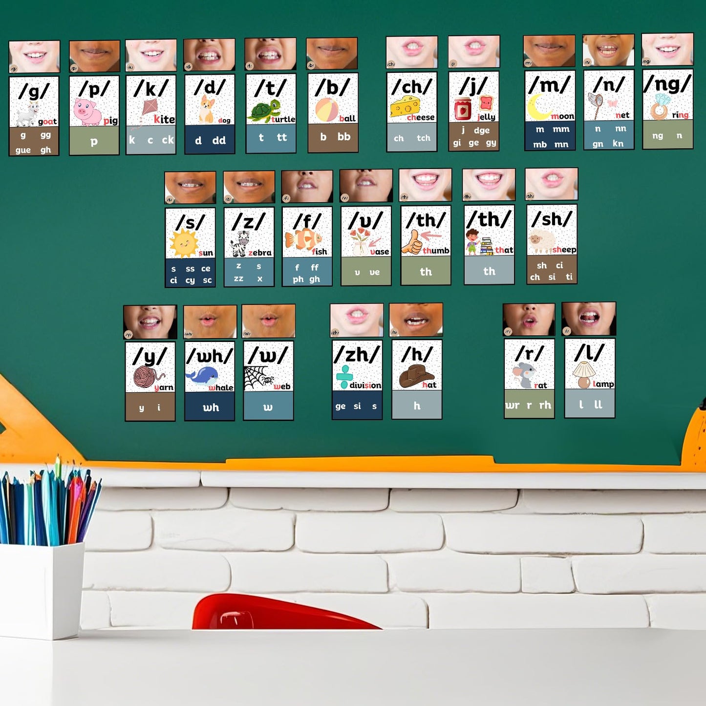Ireer Boho Consonants Sound Wall for Classroom Neutral Phonics Kit, Science of Reading Posters for Classroom Decor, Kindergarten Speech Materials, Phonemic Awareness, Esl Teaching Material