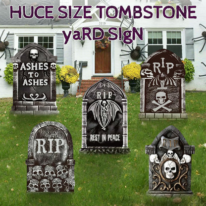 17inch Halloween Tombstones Decorations 5PCS Halloween Graveyard Decoration Outdoor, Plastic Halloween Gravestones Headstone Yard Signs