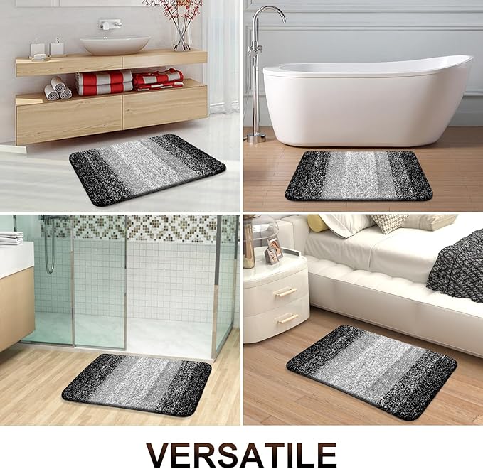 OLANLY Bathroom Rugs Mat 30x18, Extra Soft Absorbent Microfiber Bath Rugs, Rubber Backing, Quick Dry, Machine Washable Bath Mats for Bathroom Floor, Tub and Shower, Home Decor Accessories, Black