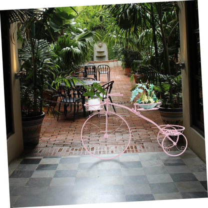 GANAZONO Creative Bicycle Plant Rack Multi-layer Flowerpot Stand for Home and Balcony Removable Iron Shelf Pink for Indoor and Outdoor Use