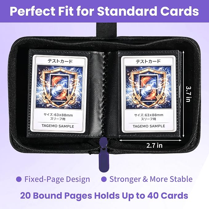 Mini Trading Card Binder Album, 1 Pocket Card Binder with 20 Double-Sided Pages 40 Pockets, Side Loading Small Card Binder for Trading Cards, Single Card Holder Book for Collectors and Kids