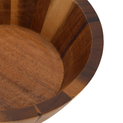 Elama 4 Piece 6.75 Inch Acacia Wood Salad Bowl Set, Dining Bowl, Serving Bowl, Natural Wood Dinnerware Set (6.75in Dark)