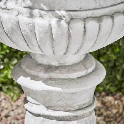 Christopher Knight Home Adonis Traditional Roman Chalice Garden Urn Planter with Lion and Floral Accents, Antique White