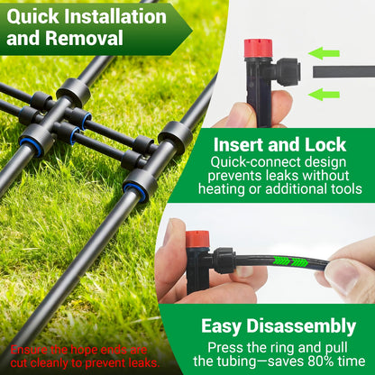 Drip Irrigation System for Garden, 2026 Upgraded Automatic Plant Watering Kit with Quick Connect PE Tubing, 30 Water-Saving Adjustable Drip Emitters for Yard, Lawn, Raised Bed & Greenhouse (100FT)