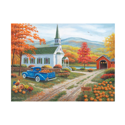 Trademark Fine Art Canvas Wall Art - John Zaccheo 'Pumpkin Gathering' Wall Art for Living Room, Bedroom, or Office Décor 19 x 14 Inches