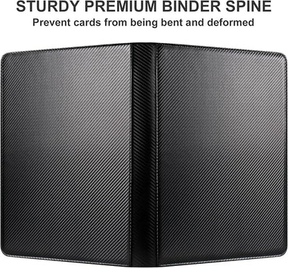 GEAoffice 16 Pocket Trading Card Binder for 1000+ Cards, Ringless Side-Loading 4x4 Card Binder with Zipper Closure, PU Leather 1024 Card Binder for MTG/TCG/Baseball/Sports&Game Cards, Carbon Black