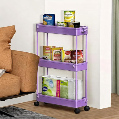SPACELEAD 2-piece Set Slim Storage Cart 3 Tier,Bathroom Organizer Rolling Utility,Mobile Shelving Unit Slide Out for Office, Kitchen, Laundry Room & Narrow Places