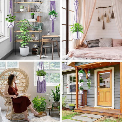 SFENNGPET Macrame Plant Hangers, 6Pack Hanging Planters for Indoor Plants w/ 6 Set Hangers Kit Handmade Macromay Plant Hangers Indoor Flower Pots Holder Stand for Boho Home Décor (POTS NOT Included)