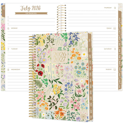 bloom daily planners 2026-2027 Academic Year Pocket Planner (July 2026 - July 2027) 13 Months - SMALL 4” x 6” Weekly Monthly Agenda Organizer & Calendar Book - Garden Party, Beige