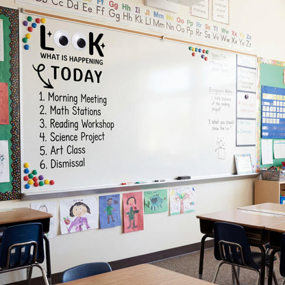 Sabary Magnetic Classroom Daily Schedule Decor Look What is Happening Today Magnetic Whiteboard Classroom Decorations, Daily Schedule Bulletin Board Set Back to School Class Teacher Whiteboard Decals