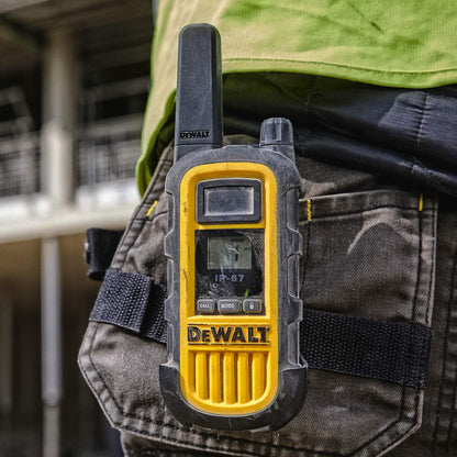 DEWALT DXFRS800 FRS Walkie Talkies Long Range 2 Way Radio, 2 Watt, Waterproof & Rechargeable, 2 Pack
