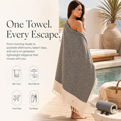 Madamelique Oversized Bath Towel 39"x71" - Pure Cotton Bath Towel for Adults - Ultra Soft & Absorbent, Sand-Free,Quick Dry Bath Sheet for Spa, Pool, Large Travel Blanket (Chocolate)
