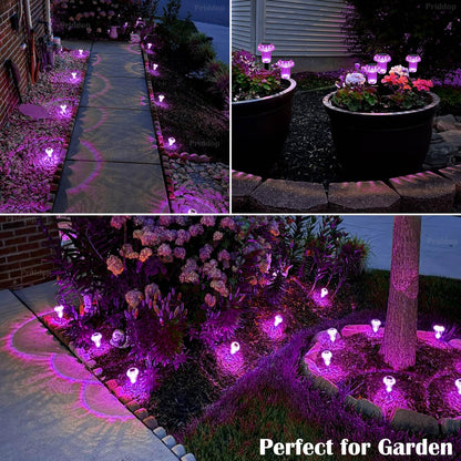 Priddop Solar Halloween Lights Outdoor 8 Pack Waterproof Purple LED