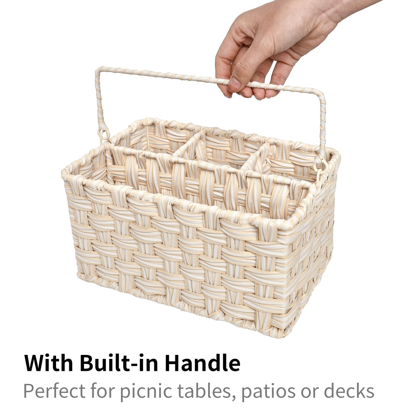 GRANNY SAYS Wicker Utensil Organizer, Silverware Caddy, Countertop Spoon and Fork Holder