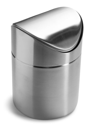 Estilo Mini Countertop Trash Can | Brushed Stainless Steel, Swing Top Lid Trash Bin, Silver 1.5 L / 0.40 Gallon | Kitchen Countertop, Bedroom, Bathroom, Home Office, Desktop, Table Top Trash Can