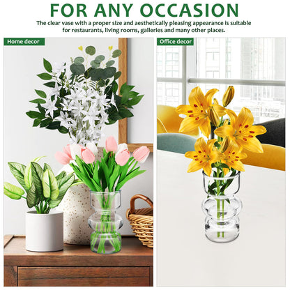 TOYANDONA Glass Flower Vase Decorative Centerpiece for Home and Wedding Decor, Gourd-Shaped Glass Vase for Floral Arrangements and Plants Terrarium, Desktop Flower Holder