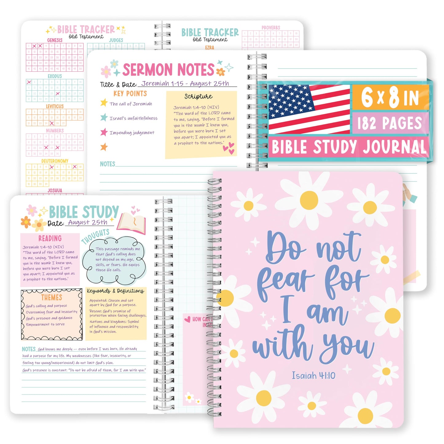 Guided Bible Study Journal for Women - Bible Journal for Women, Sermon Notes Notebook, Church Notes Journals, Scripture Study Supplies and Journaling Kit, Christian Graduation Gifts