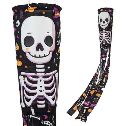 Madrona Brands Halloween Skeleton Windsock | Durable Outdoor Hanging Wind Sock Decoration | Yard, Porch, Lawn | 48 Inch