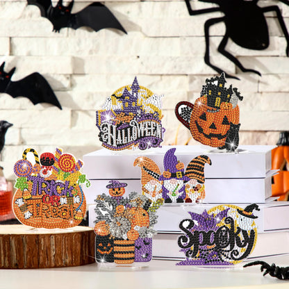 Kosiz 9 Pcs Halloween Diamond Painting Table Decorations Halloween Diamond Art Kits for Adults Double Sided Acrylic Bat Pumpkin Ghost Centerpieces for Tabletop DIY Crafts Gifts Party Decor Home