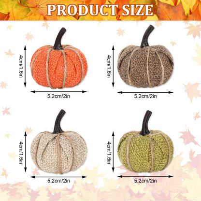 AnyDesign 16Pcs Fall Thanksgiving Pumpkin Hanging Ornament Green Flaxen Orange Brown Burlap Pumpkin Hanging Decors for Autumn Harvest Halloween Christmas Party Tree Mantel Wall Home Decoration