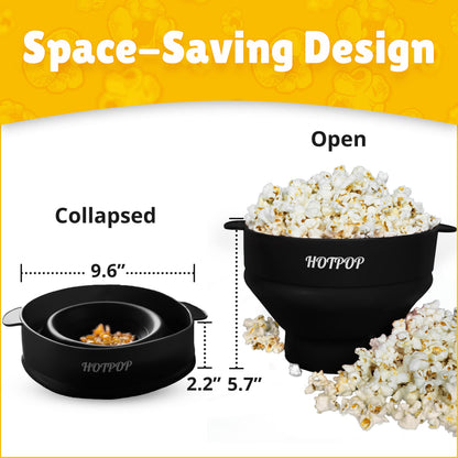 The Orginal HotPop Silicone Popcorn Maker - Microwave Popcorn Popper with Handles - Collapsible Bowl, Heat-Resistant, Easy to Clean, Ideal for Family Movie Nights, 15-Cup Capacity - Red