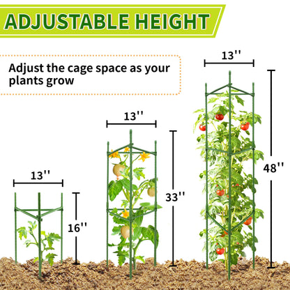 SORANGEUN 6 Pack 48 Inch Tomato Cages for Garden, Triangle Metal Plant Support with Rust-Resistant Coating, Heavy Duty Tomato Trellis for Raised Bed, Pots, Cucumbers, Peppers & Climbing Plants