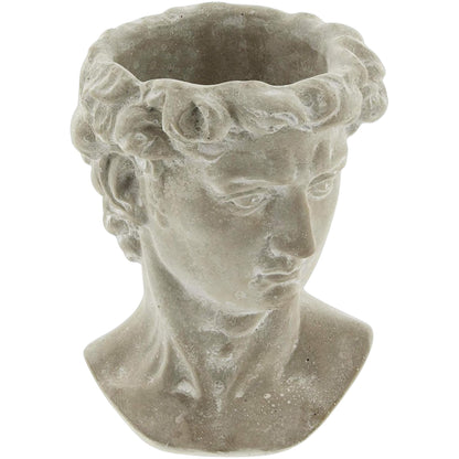 Lucky Winner Greek Statue Head Cement Planter - Unique Sculpture Plant Pot for Indoor Outdoor Home Garden Decor (6")