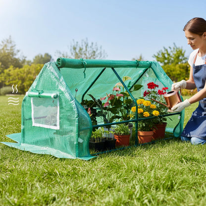 Solayis 47.2" L × 23.6" W × 23.6" H Mini Greenhouse for Indoor Outdoor,Portable Mini Greenhouse, Heavy-Duty PE Plant Cover Tent , Tabletop Greenhouse for Small Plants, Seedling Humidity Dome Green