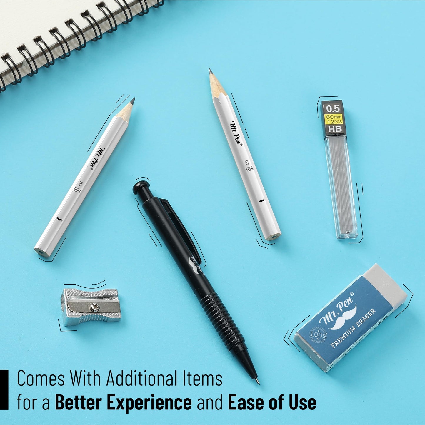 Mr. Pen- Geometry Set, 15 pcs, Black, 6 Inch Swing Arm Protractor, Divider, Set Squares, Ruler, Compasses and Protractor