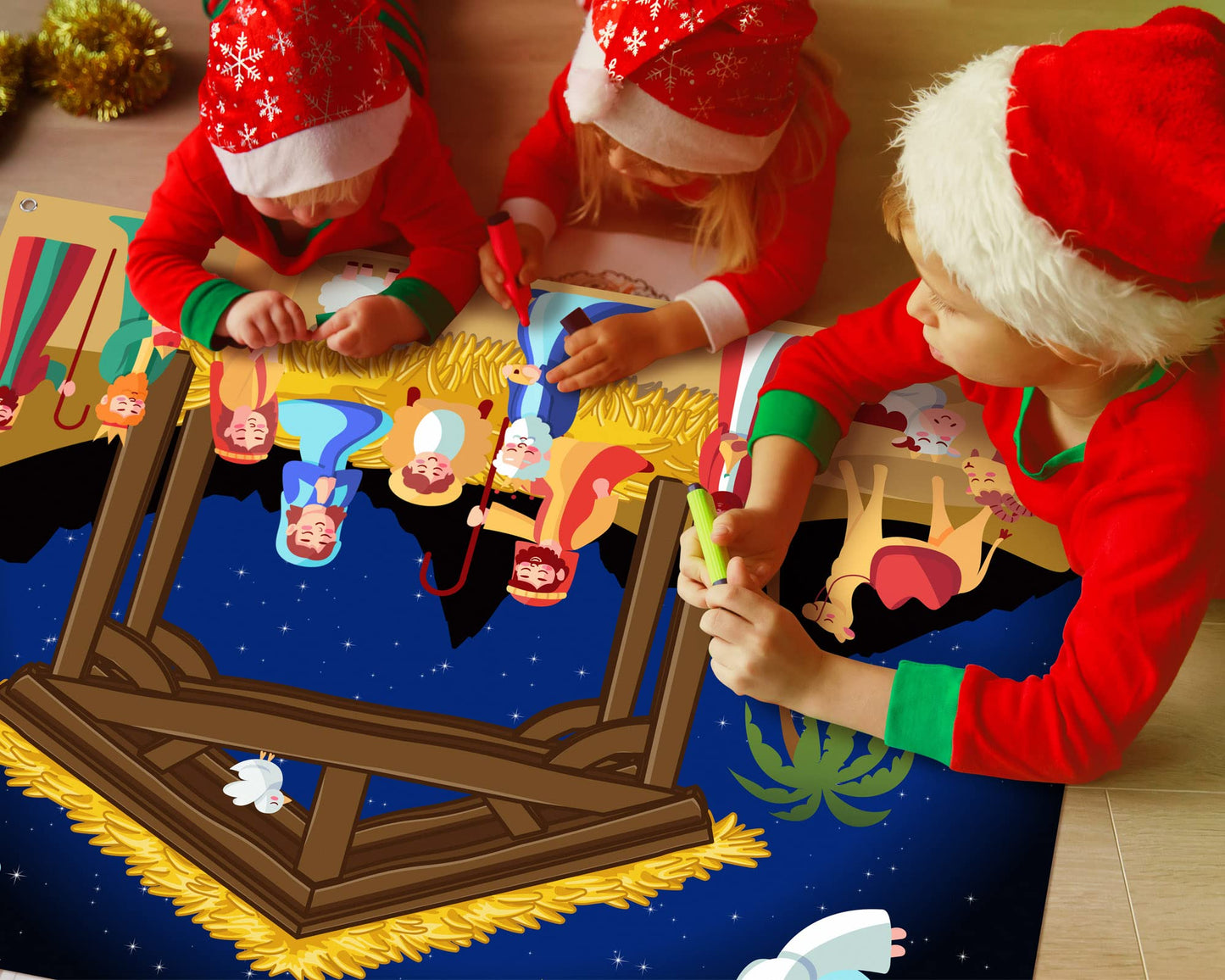 Yexiya Christmas Nativity Scene Felt Story Board Set for Toddlers Children, 3.4 Feet Nativity Crafts for Kids Preschool Sunday School Decorations Reusable Wall Hanging Gift for Boys Girls(Classic)