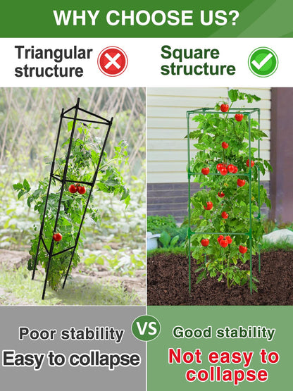45x14.5x14.5in Square Tomato Cage for Garden - 3 Pack Adjustable Rust-Resistant Tomato Metal Trellis for Pots/Raised Beds/Outdoor, Fits Heavy Plants as Cucumber/Pepper/Eggplant/Pea, Easy to Assemble