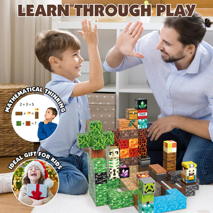 JIMI Magnetic Building Blocks Set, 100pcs Magnetic Blocks STEM Construction Toys, Montessori Sensory Stacking Toys for Boys Girls Age 3 4 5 6 7 8, Magnet Cubes Christmas Birthday Present for Kids