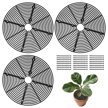 Qiuruoo 3 Pcs Plant Pot Cover, Plant Covers from Animals, Cuttable 11.8 Inch Soil Protectors, Keeps Cats, Animals Out, for Indoors Outdoors(Black)