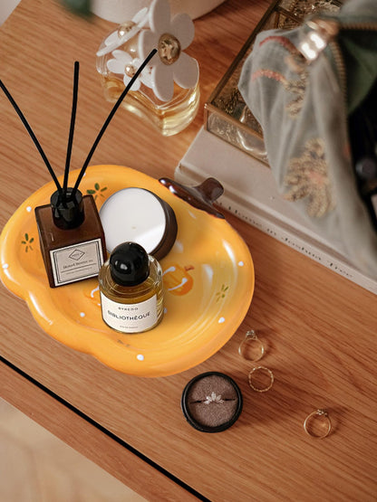 REAIJUNPIN Ceramic Jewelry Dish Tray, Room Decor Jewelry Tray, Ring Holder for Women, Fruit Trinket Dish, Jewelry Tray, Cute Jewelry Plate Bowl Room Decor Aesthetic (Pumpkin)