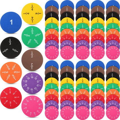 Sayglossy 10 Sets Fraction Set for Math Classroom Fractions Manipulatives Math Manipulatives for Home School Supplies (Circles)