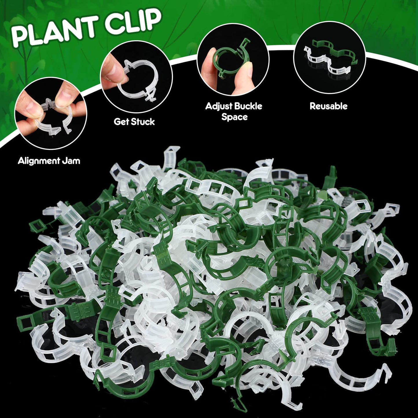 Vesici 1000 Pcs Support Garden Clips Tomato Vine Clips Grape Vine Tomato Clips for Climbing Trellis Orchid Flower Crop Vegetable to Grow Upright and Make Healthier, White and Green