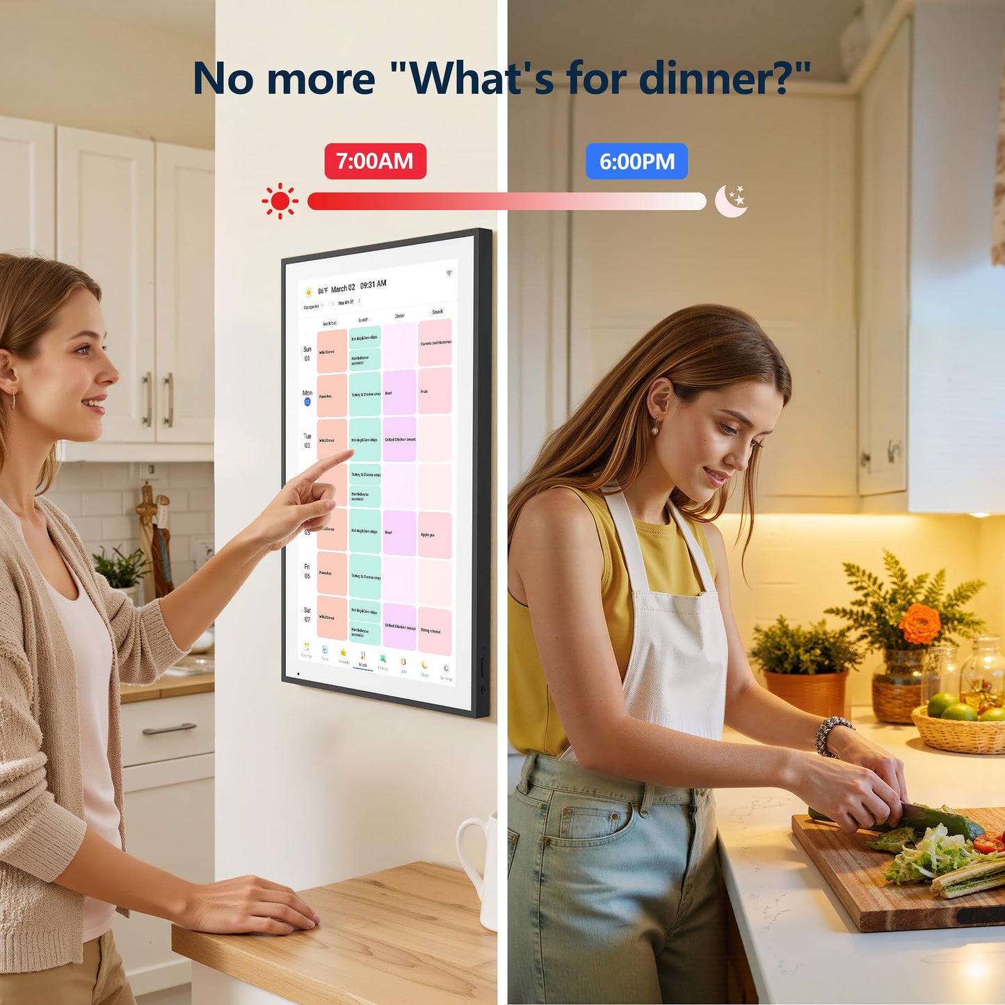 Digital Calendar, 15.6 Inch Wall Planner Electronic Calendar & Chore Chart, Smart Touchscreen Interactive Display for Family Schedules, Great for Organizing Your Routines, Wall & Desk Mountable