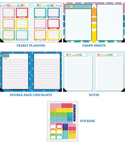 Carson Dellosa Happy Place Teacher Planner 2026-2027, Undated 8" x 11" Lesson Plan Book with Retro Stickers, Class Schedule, Weekly Calendar, Classroom Must Haves, Homeschool and School Supplies