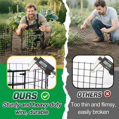 12-gauge Wire Pre-Bent Quick Setup Plant Protectors from Animals -14''H *13''Dia Chicken Wire Plant Cages to Keep Rabbits Deers Squirrels Out, Garden Bunny Barricades with Zip Ties Stakes, 10Pack