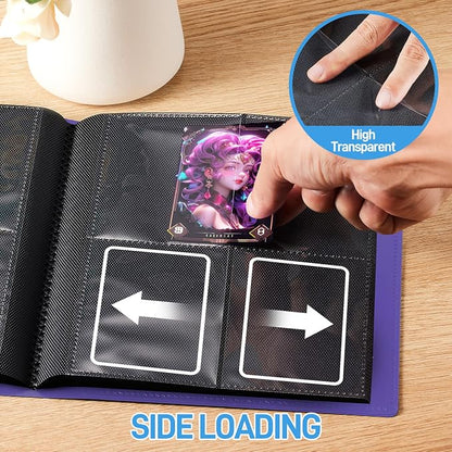 Card Binder, Upgraded 4 Pockets Trading Card Binder for Cards, Mini Collection Card Album, 160 Pockets Mini Card Book Holder - Purple