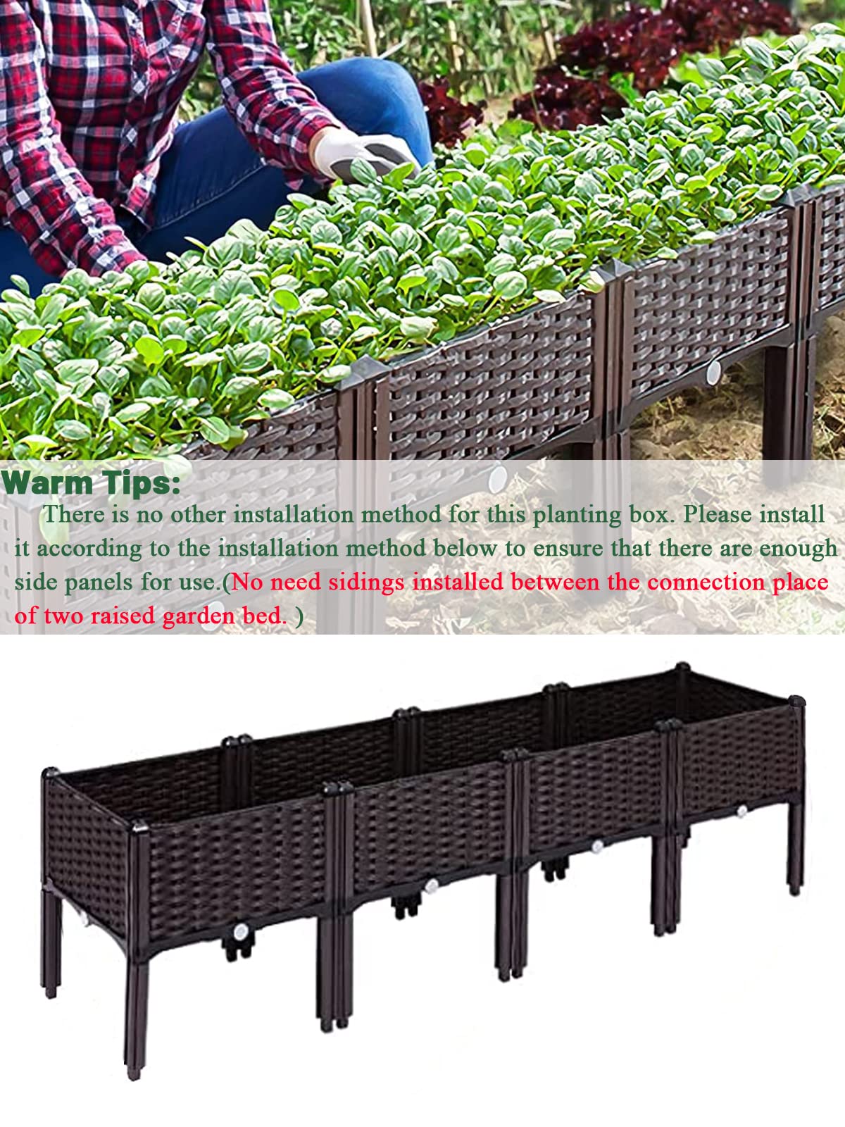 Kalolary 4 Sets Raised Garden Bed Elevated Garden Bed with Legs Patio Plant Boxes Vegetable Flowers Planting Raised Container for Indoor Outdoor Plant Fence Balcony Yard Gardening Supplies