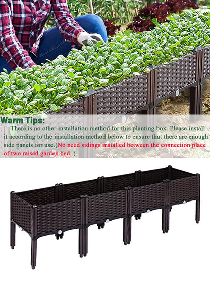 Kalolary 4 Sets Raised Garden Bed Elevated Garden Bed with Legs Patio Plant Boxes Vegetable Flowers Planting Raised Container for Indoor Outdoor Plant Fence Balcony Yard Gardening Supplies