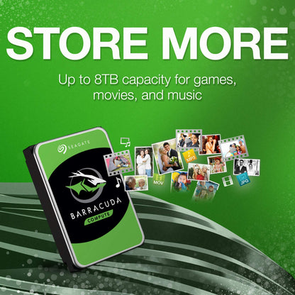 Seagate BarraCuda 8 TB Internal Hard Drive HDD – 3.5 Inch SATA 6 Gb/s, 5,400 RPM, 256 MB Cache for Computer Desktop PC (ST8000DMZ04/004)