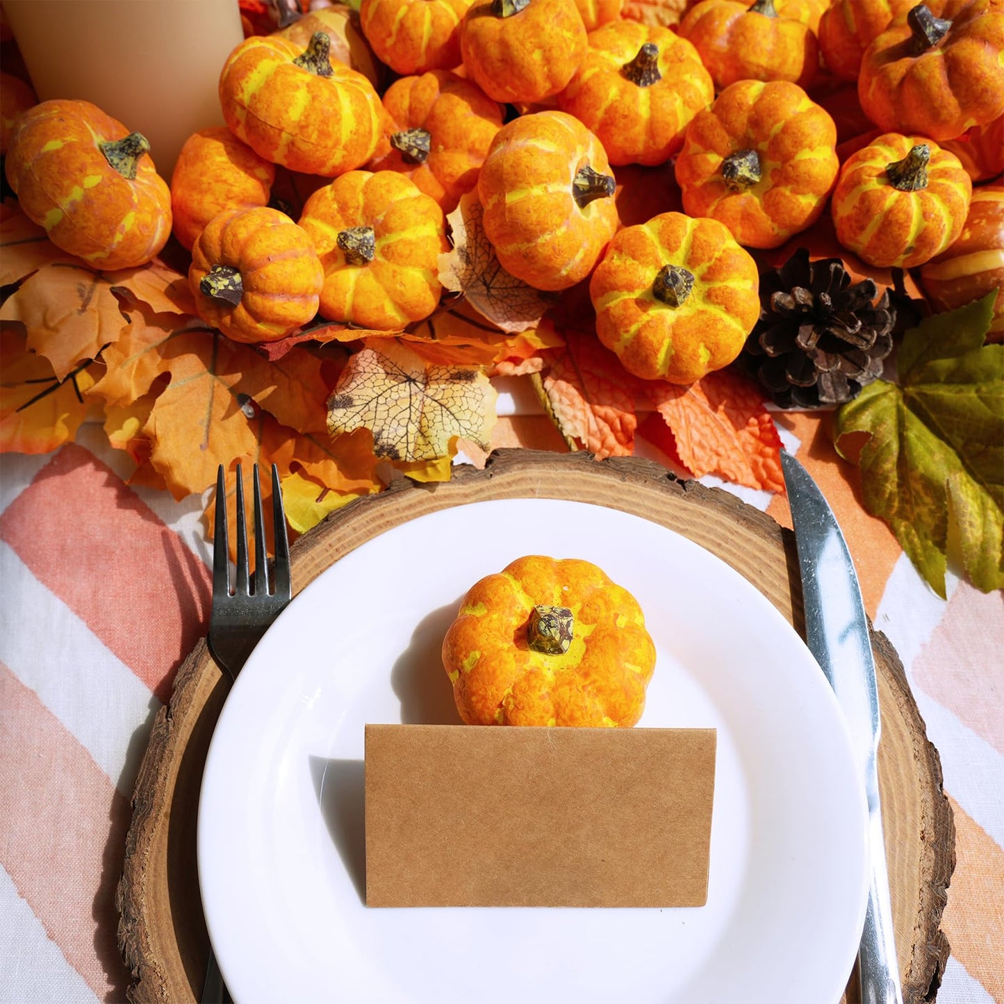 Winlyn 48 Pcs Mini Artificial Orange Pumpkins Fall Rustic Harvest Faux Foam Pumpkins 1.8" 2.1" for Thanksgiving Table Centerpiece Halloween Party Autumn Home Wedding Baby Shower Wreath Bowl Fillers