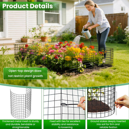 Nexum 45Pcs Plant Protectors from Animals – 16" x 12" Metal Tree Trunk Guards, Garden Plant Cloches & Expandable Plant Cages to Protect from Deer, Rabbits & Lawn
